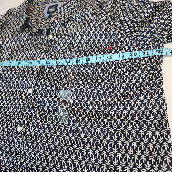 Nautica Jeans Women's NWT Button Up Roll Tab Sleeve Blue Leaf Stamp X-Large - Picture 6 of 10